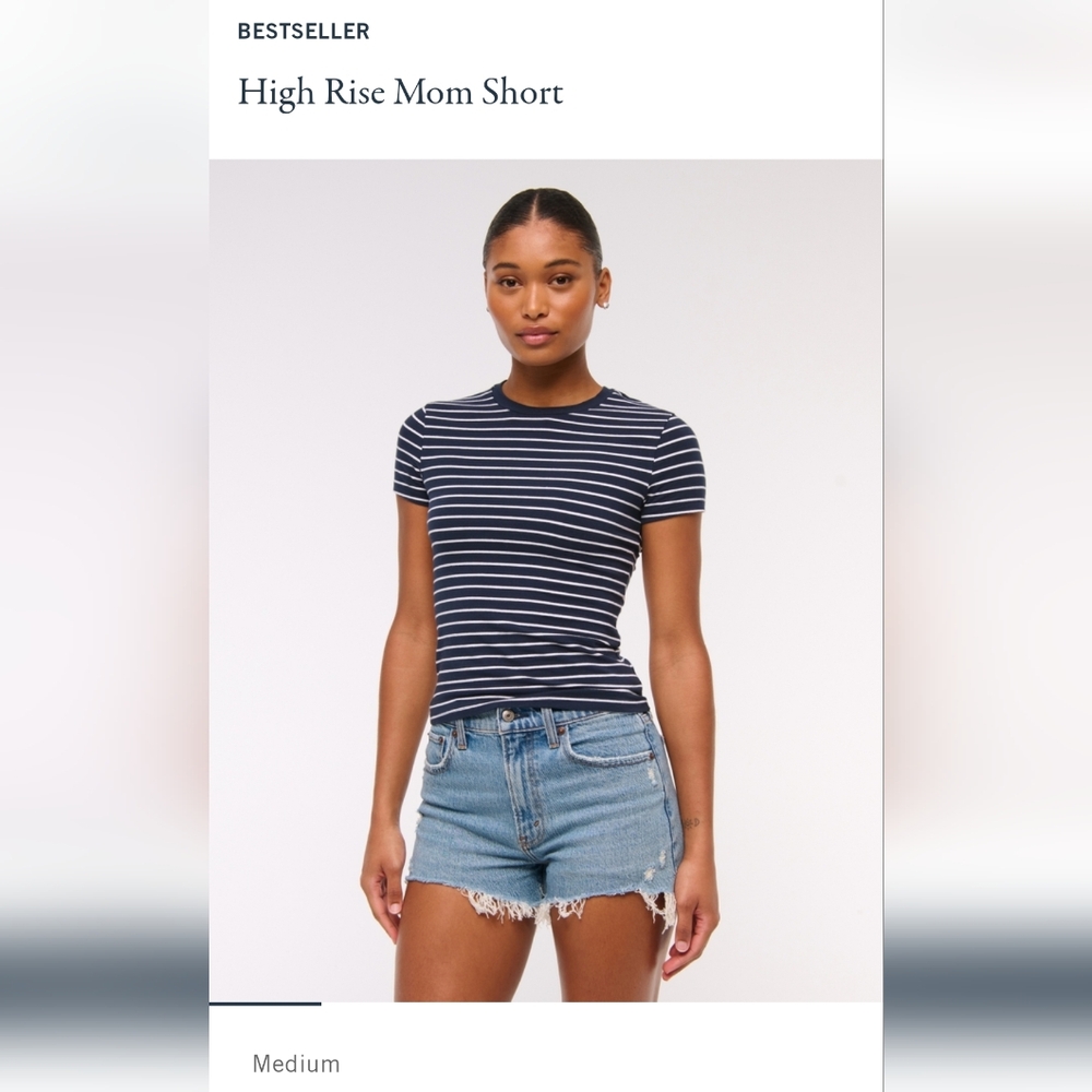 Abercrombie & Fitch Navy and White Striped Tee